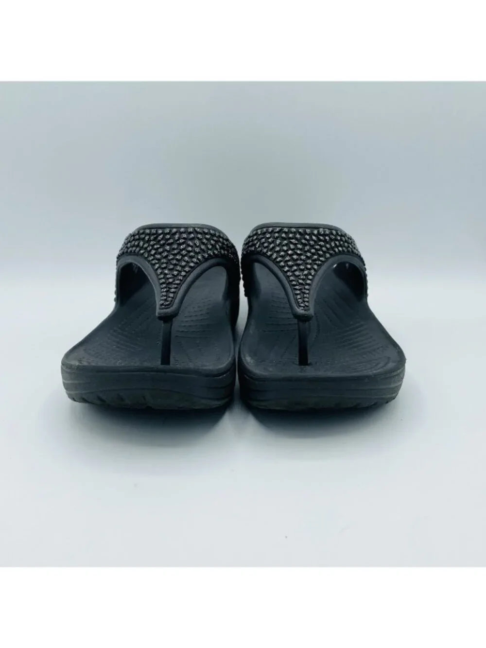 Crocs Shoes Womens Size 7 Black Slip On Thong Sandals Comfort Lightweight - Picture 4 of 11
